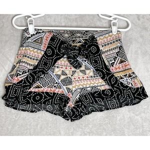 Xhilaration Shorts Womens Sz XS Colorful Boho Front Tie Airy Elastic Waist